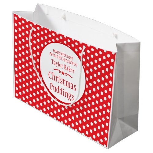 Red white polka dot custom baking large gift bags