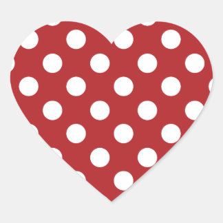 Red White Polka Dot Heart Sticker