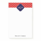 Red White Polka Dot Navy Quatrefoil 3 Monogram