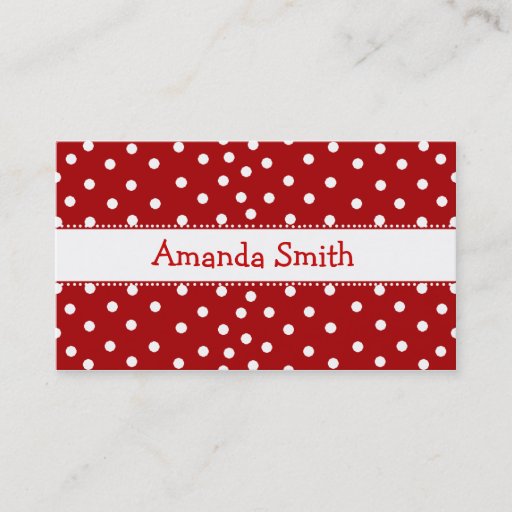 Customizable Red &amp; White Polka Dot Play Date Card Business Card Templates