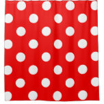 Red &amp; White Polka Dot Retro Shower Curtain at Zazzle