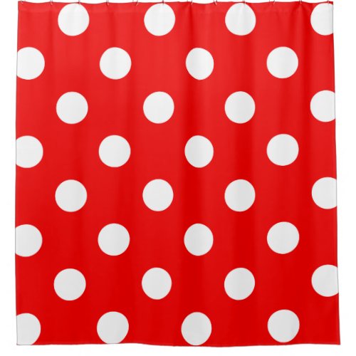 Red  White Polka Dot Retro Shower Curtain