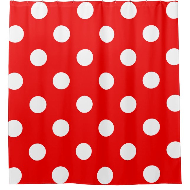 Red & White Polka Dot Retro Shower Curtain (Front)