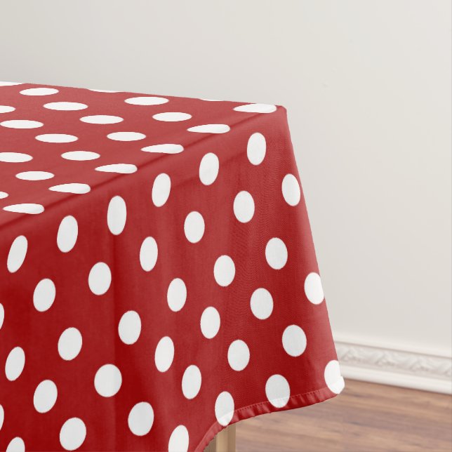 Red white polka dot tablecloth (In Situ)