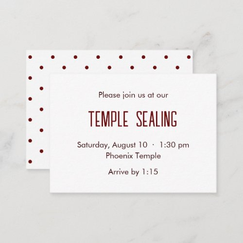 Red  White Polka Dot Temple Sealing Invitation