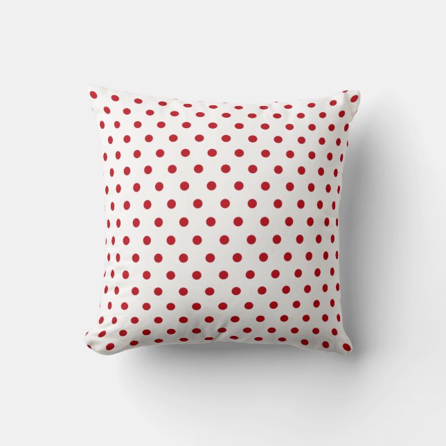 Red White Polka dot Throw Pillow (Front)