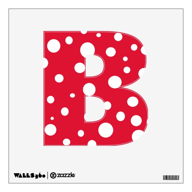 Red White Polka Dots Alphabet Letters Wall Decal B (Front)