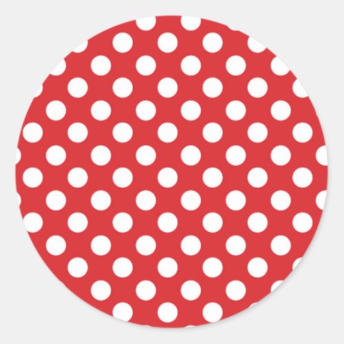 Red  White Polka Dots Birthday Party Classic Round Sticker