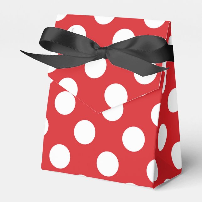 Red & White Polka Dots Birthday Party Favor Boxes (Front Side)