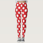 Red &amp; White Polka Dots Birthday Party Leggings at Zazzle