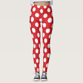 Red & White Polka Dots Birthday Party Leggings