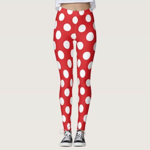 Red &amp; White Polka Dots Birthday Party Leggings