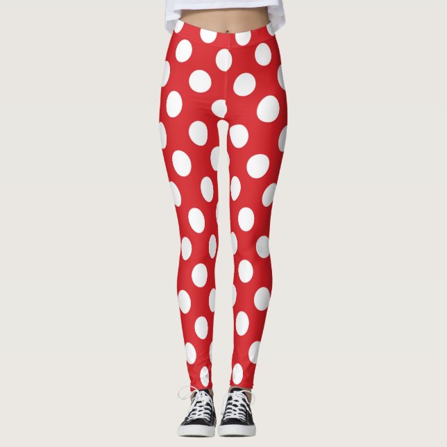 Red & White Polka Dots Birthday Party Leggings (Front)