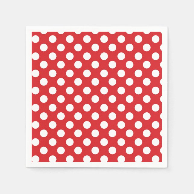 Red & White Polka Dots Birthday Party Napkins (Front)