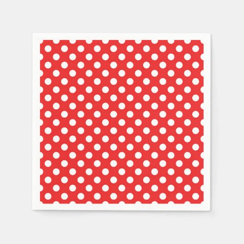 Red  White Polka Dots Birthday Party Paper Napkins