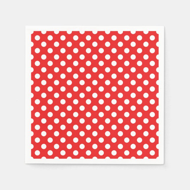 Red & White Polka Dots Birthday Party Paper Napkins (Front)
