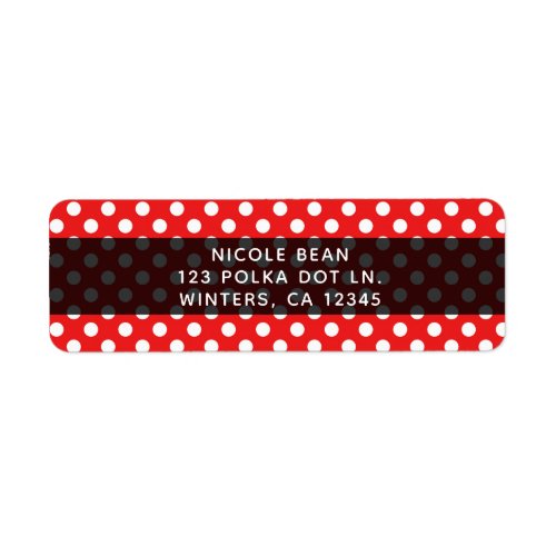 Red White Polka Dots  Black Party Invitation Label