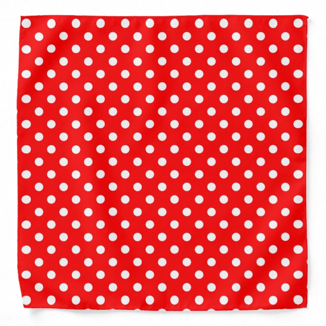 Red White Polka Dots Design Bandana (Front)