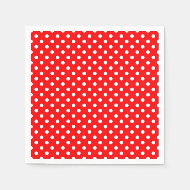 Red White Polka Dots Design Napkins (Front)