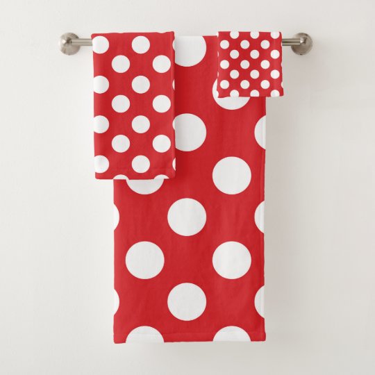 Red & White Polka Dots Dot Bath Towel Set | Zazzle.com