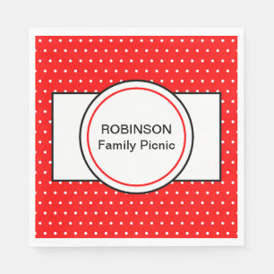 Red White Polka Dots Family Picnic Napkins