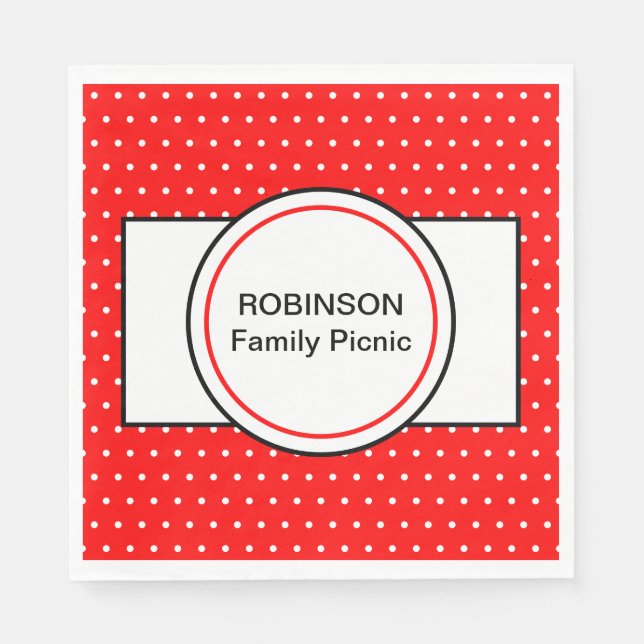 Red White Polka Dots Family Picnic Napkins (Front)