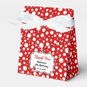 Red White Polka Dots Ladybug Frame Kids Birthday Favor Boxes