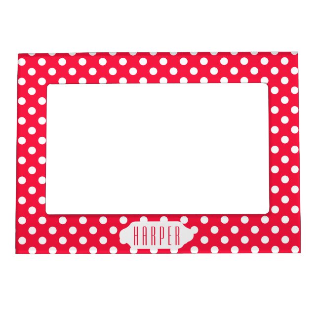 Red & White polka dots magnetic frame (Front)