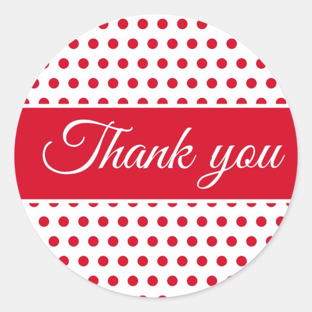 Red white polka dots minimal classic round sticker (Front)
