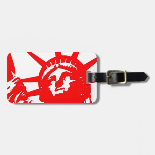 Red  White Pop Art Lady Liberty Luggage Tag