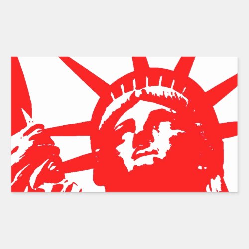 Red  White Pop Art Lady Liberty Rectangular Sticker