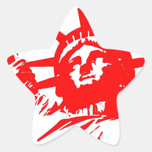 Red  White Pop Art Lady Liberty Star Sticker