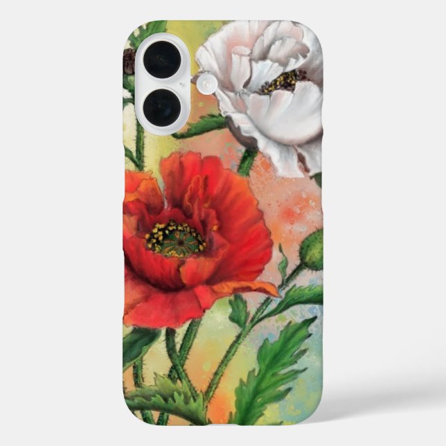 Red White Poppies iPhone Case (Back)