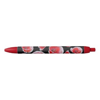 Red White Poppies Pattern Pen