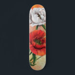 Red White Poppy Skateboard Flowers<br><div class="desc">Beautiful Red White Poppies - Migned Painting Art Watercolor Poppy Flowers</div>