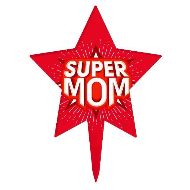 Red White Powerful Super Mom Cake Topper (Front)