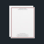 Red White Professional Business Personalized  Letterhead<br><div class="desc">A simple dark red and white professional letterhead for your business. All of the fields are editable,  so you can change them to say what you want,  or delete one if you don't need it.</div>