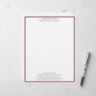 Red White Professional Business Personalized Letterhead