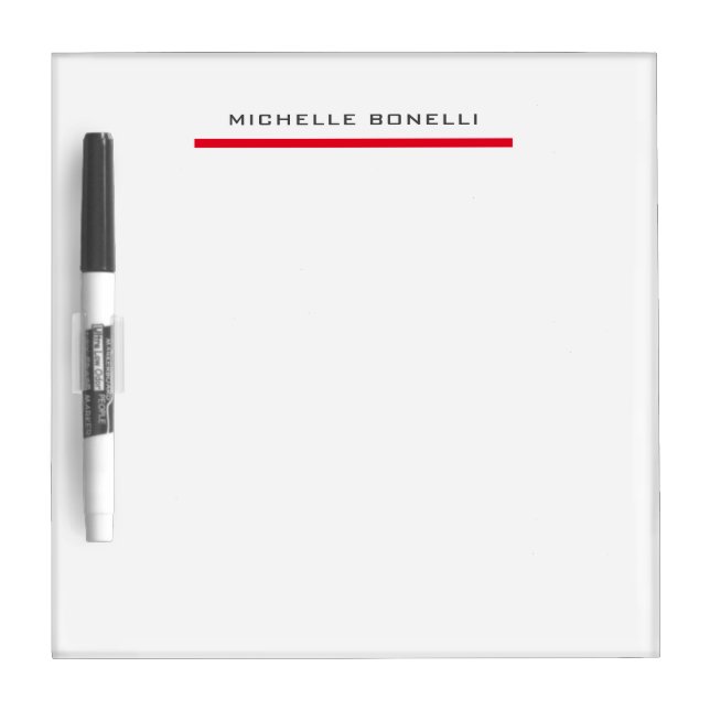 Red White Professional Plain Simple Minimalist Dry Erase Board (Front)
