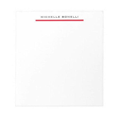 Red White Professional Plain Simple Minimalist Notepad