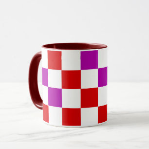 Red White Purple Checkered Pattern Design Mug