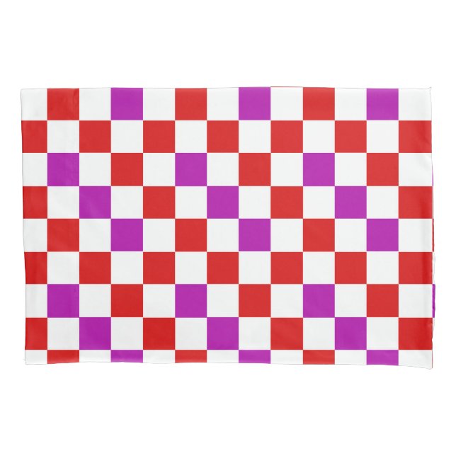 Red White Purple Checkered Pattern Design  Pillow Case (Front)
