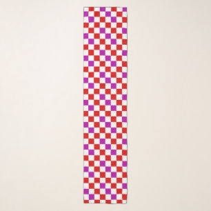 Red White Purple Checkered Pattern Design Scarf