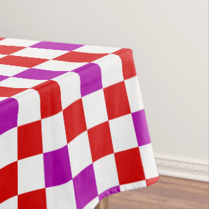 Red White Purple Checkered Pattern Design  Tablecloth