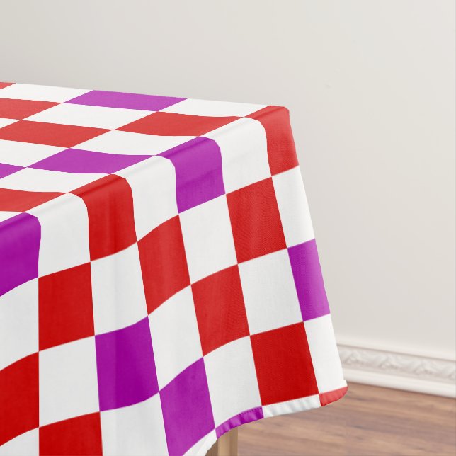 Red White Purple Checkered Pattern Design  Tablecloth (In Situ)