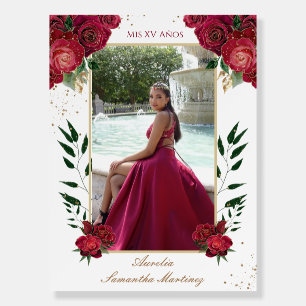 Red, White, Quinceañera Entry Welcome Sign