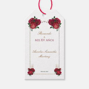 Red, White, Quinceañera Recuerdo Gift Tag