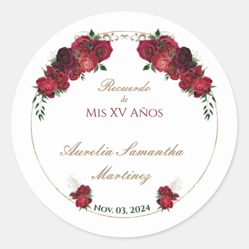 Red White Quinceaera Stickers