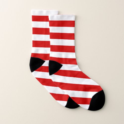 Red  White Raggedy Stripe Socks