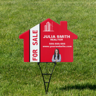Red White Real Estate for Sale House on Sale Sign